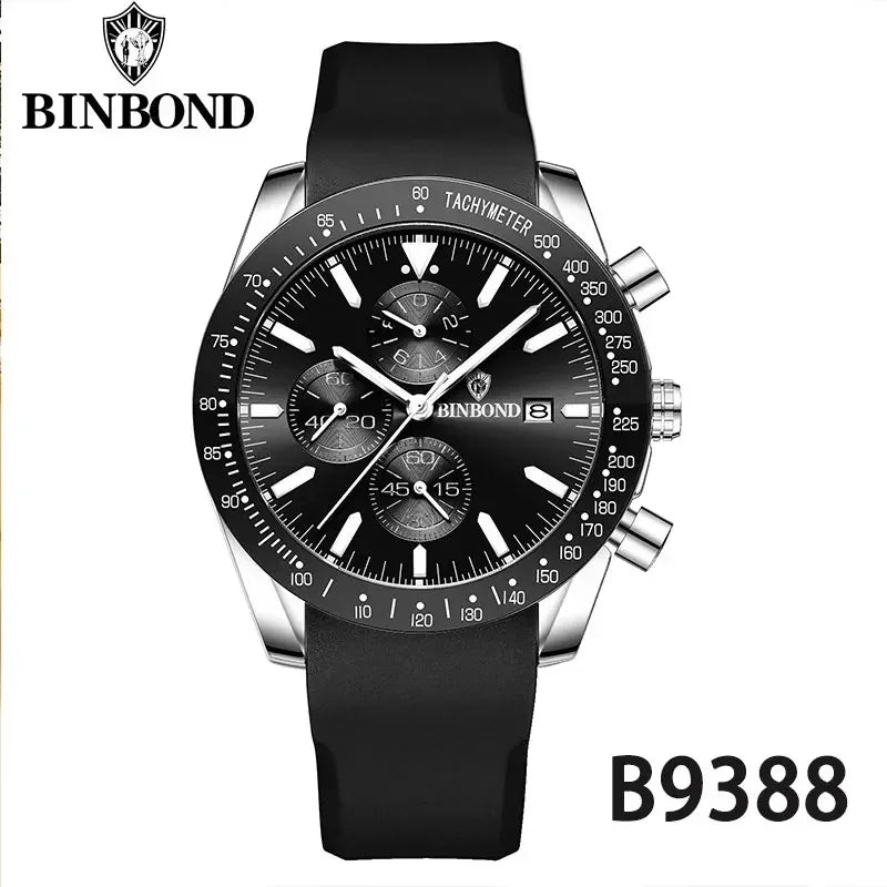 Montre Sport Luxe BINBOND Étanche Chronographe Homme
