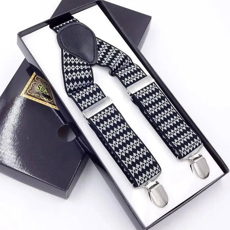 Chic Multicolor Clip Suspenders for Men - 3 Clips