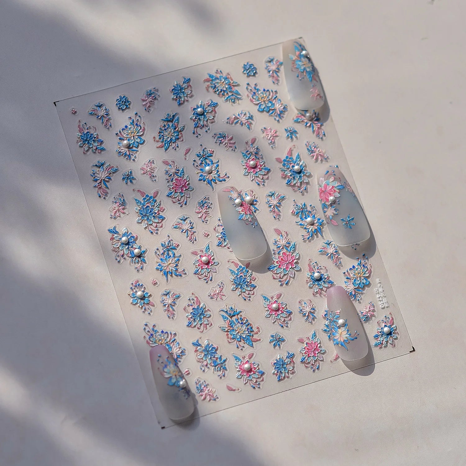 Autocollants Kawaii 5D Jasmin Pailleté pour Ongles