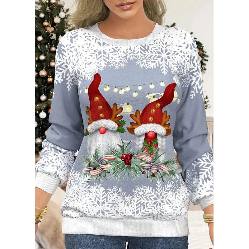 T-shirt Noël Élégant à Manches Longues pour Femme