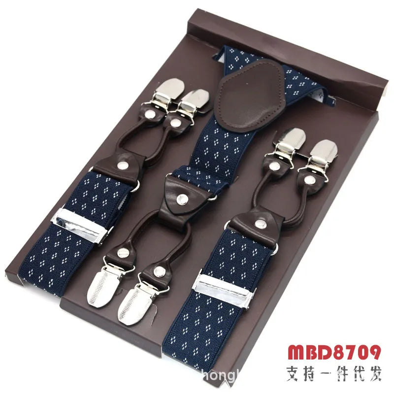 Adjustable 6-Clip Suspenders for Men & Women