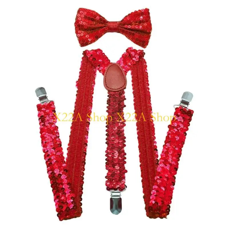 Brilliant Sparkle Suspenders & Bow Tie Set