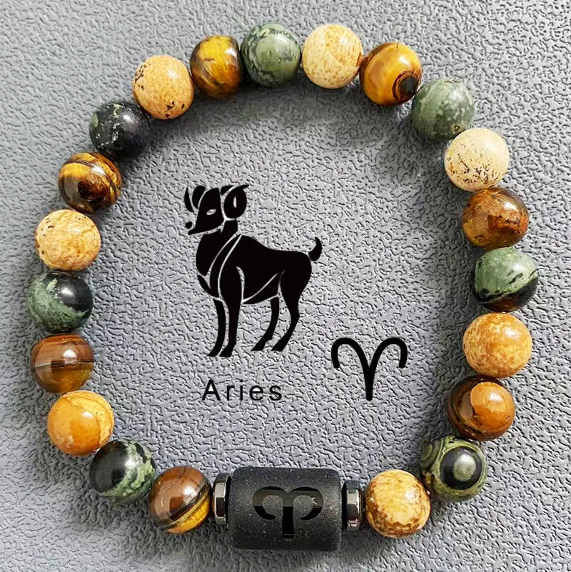 Bracelet Couple Zodiaque en Agate Oeil de Tigre