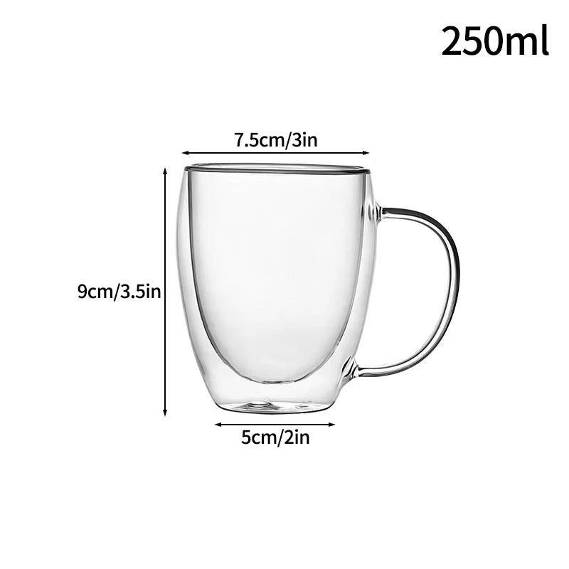 Élégance Verre: Tasse Double Paroi avec Poignée