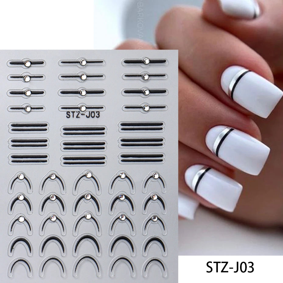 Autocollants 5D Strass Argentés Nail Art