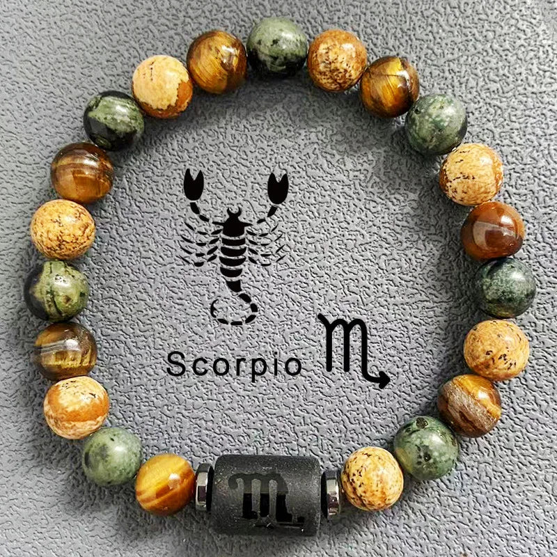 Bracelet Couple Zodiaque en Agate Oeil de Tigre