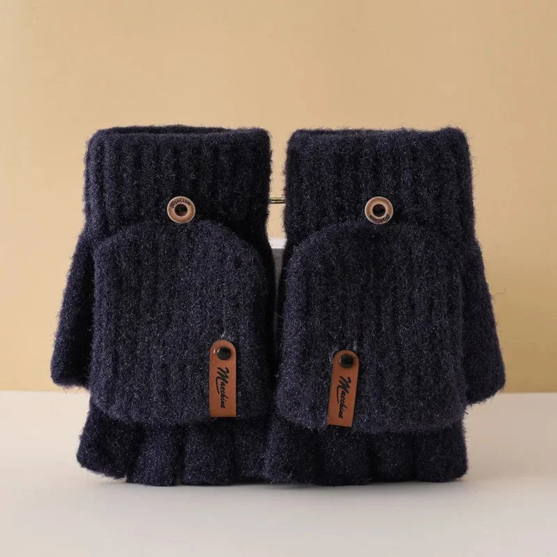 Gants demi-doigts en peluche pour l'hiver actif