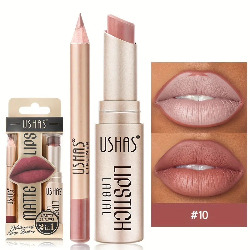 USHAS Waterproof Lipstick Set - Long-Lasting Color