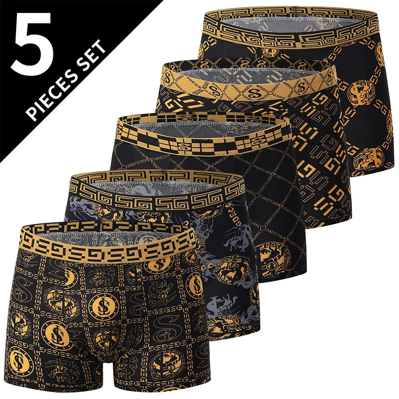 Versatile Black & Gold Boxer Shorts for Active Men