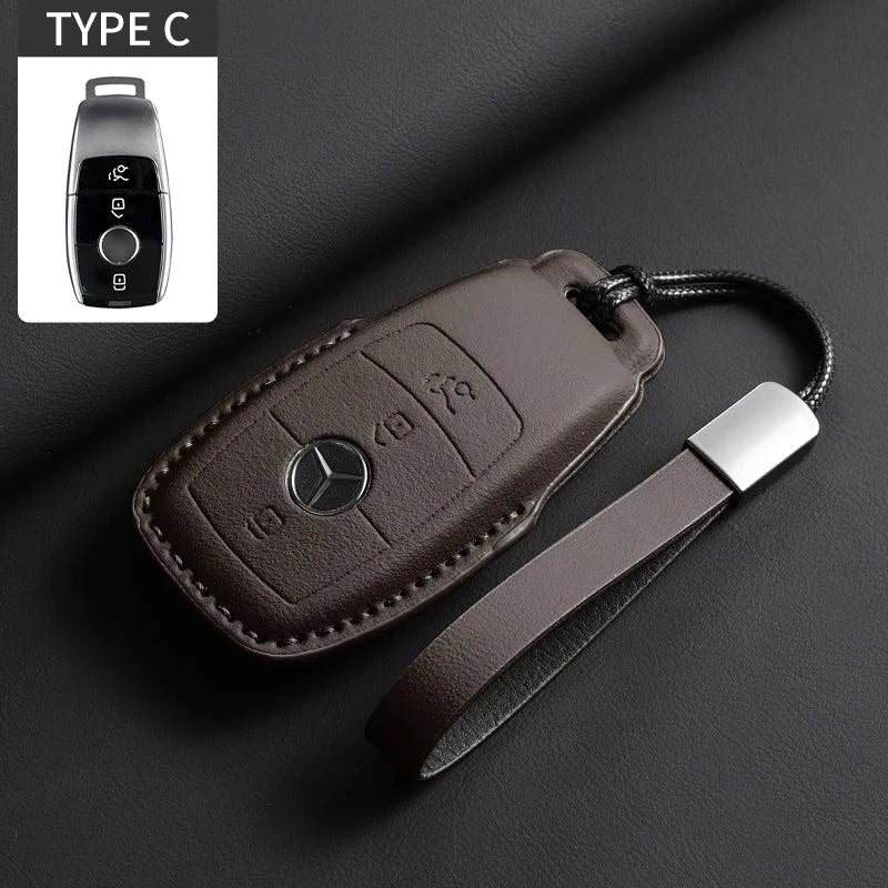 Luxury Leather Remote Key Case for Mercedes Models