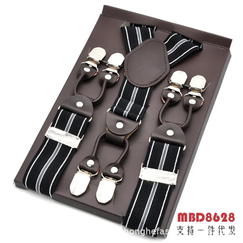 Adjustable 6-Clip Suspenders for Men & Women