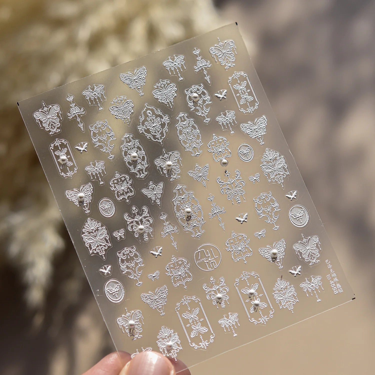 Autocollants Kawaii 5D Jasmin Pailleté pour Ongles