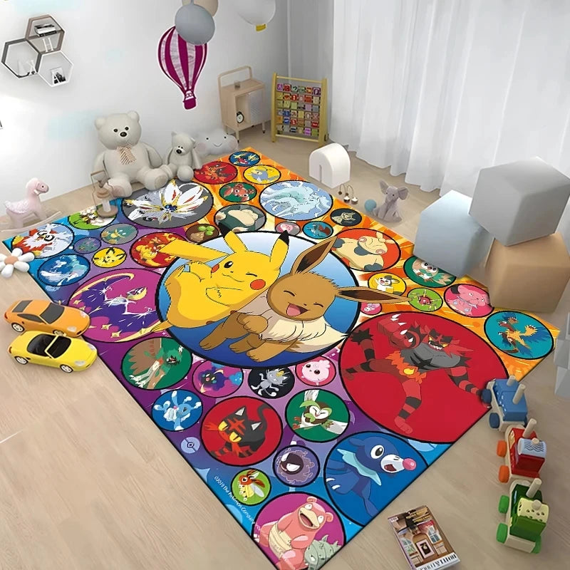 Pikachu & Eevee Plush Rug: Cozy Anime Home Decor