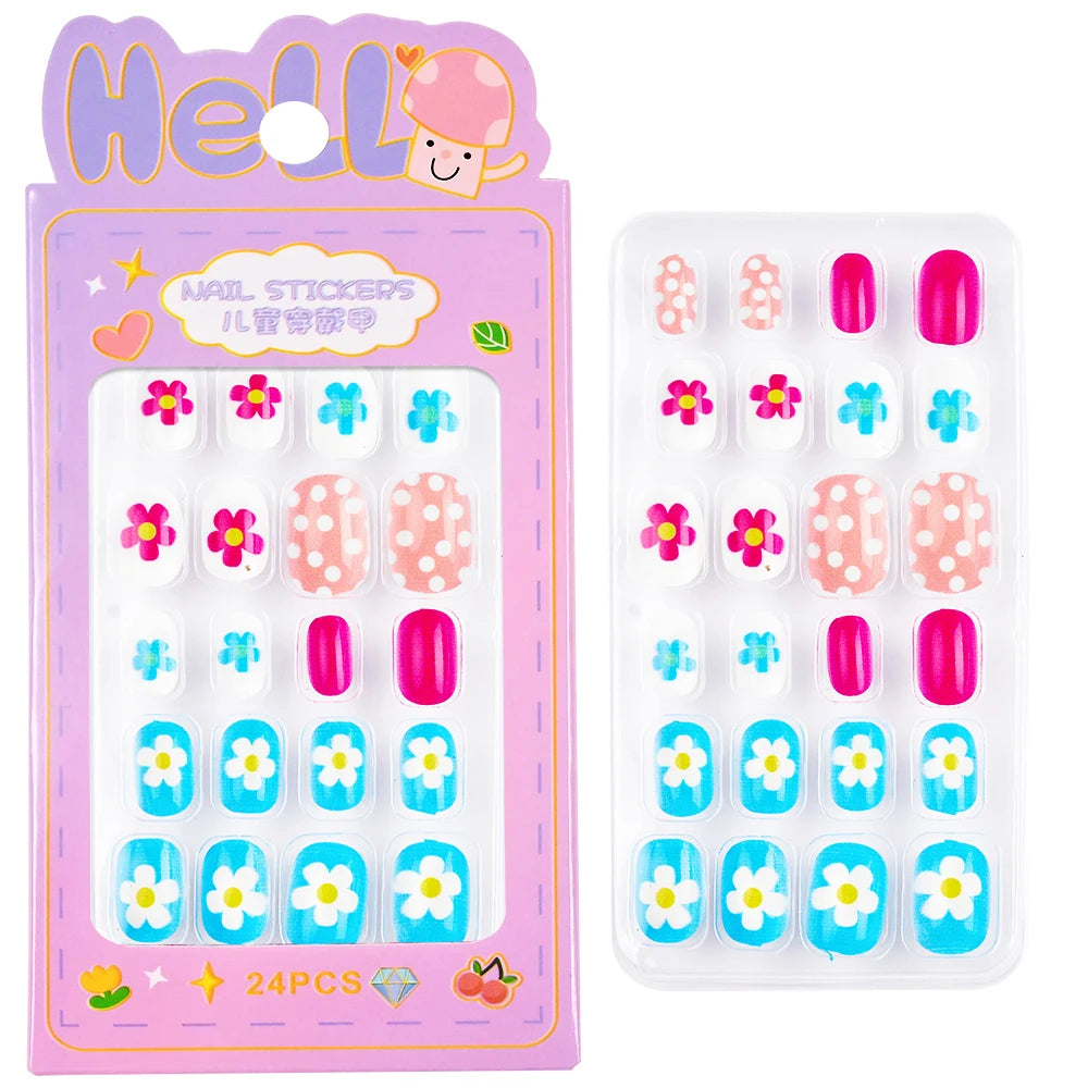 Kawaii Ongles Enfants - 24 Pièces Mignonnes