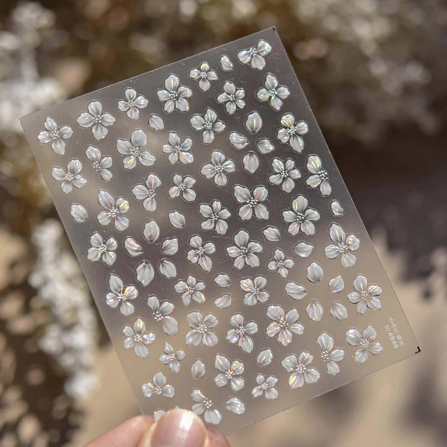 Autocollants Kawaii 5D Jasmin Pailleté pour Ongles