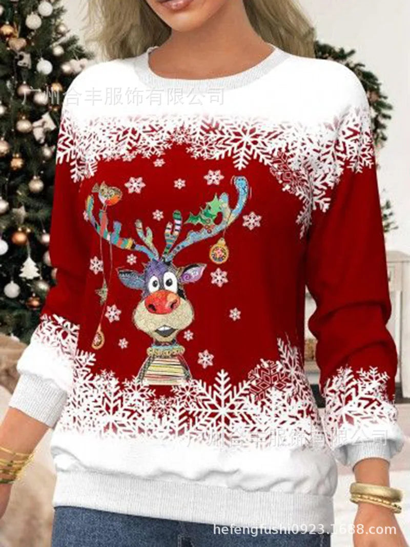T-shirt Sweatshirt Noël Élégant à Manches Longues