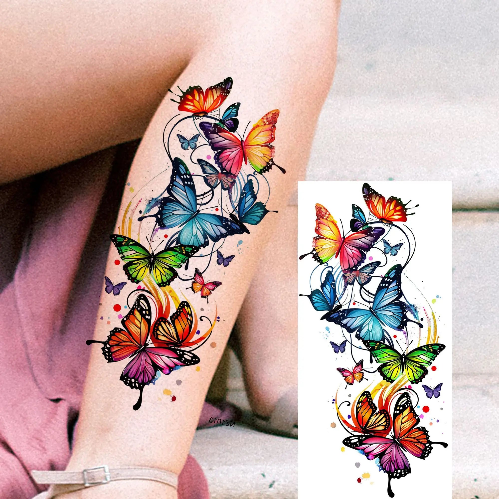 Tatouage Aquarelle Fleurs & Papillons - Femme Élégante