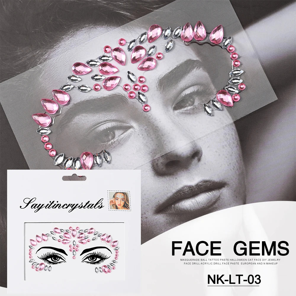 Strass 3D pour Visage - Éclat Festif