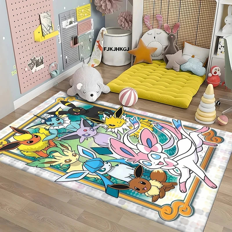 Pikachu & Eevee Plush Rug: Cozy Anime Home Decor