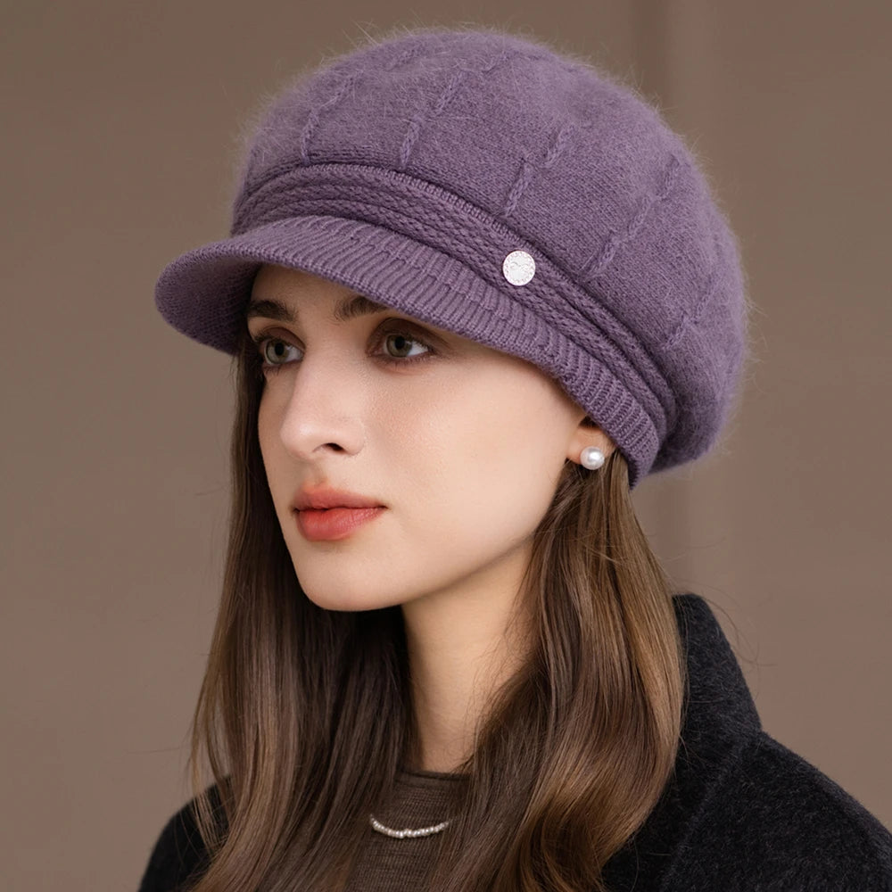Chapeau Dandy Femme Hiver en Fourrure et Tricot