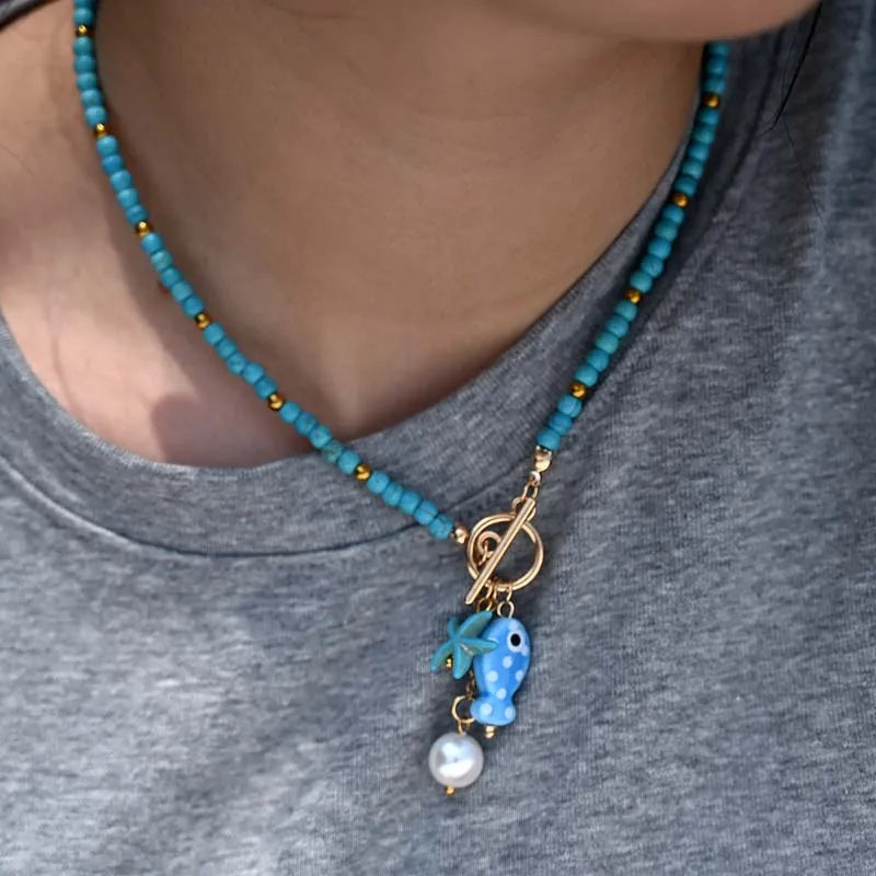 Collier Poisson Bohème en Céramique