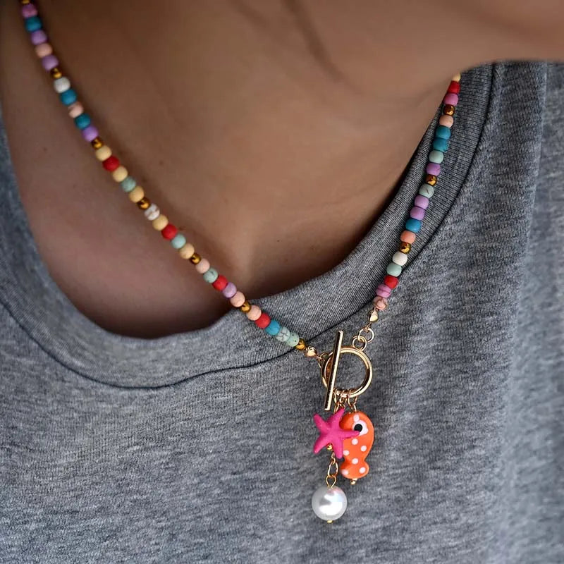 Collier Poisson Bohème en Céramique