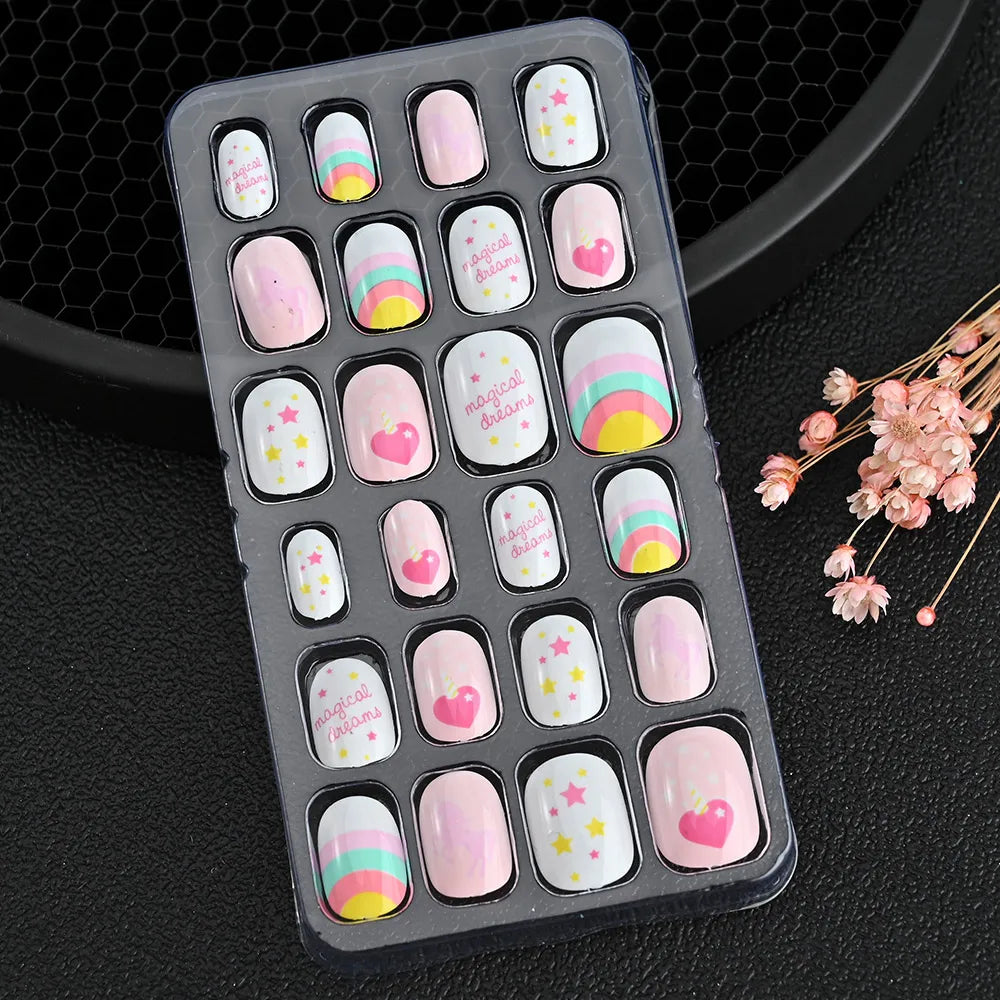 Kawaii Ongles Enfants - 24 Pièces Mignonnes