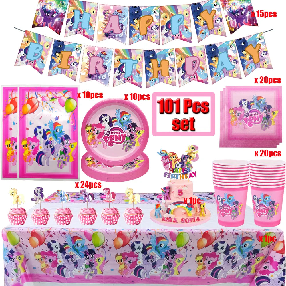 Ensemble Petit Poney Vaisselle Anniversaire Enfant