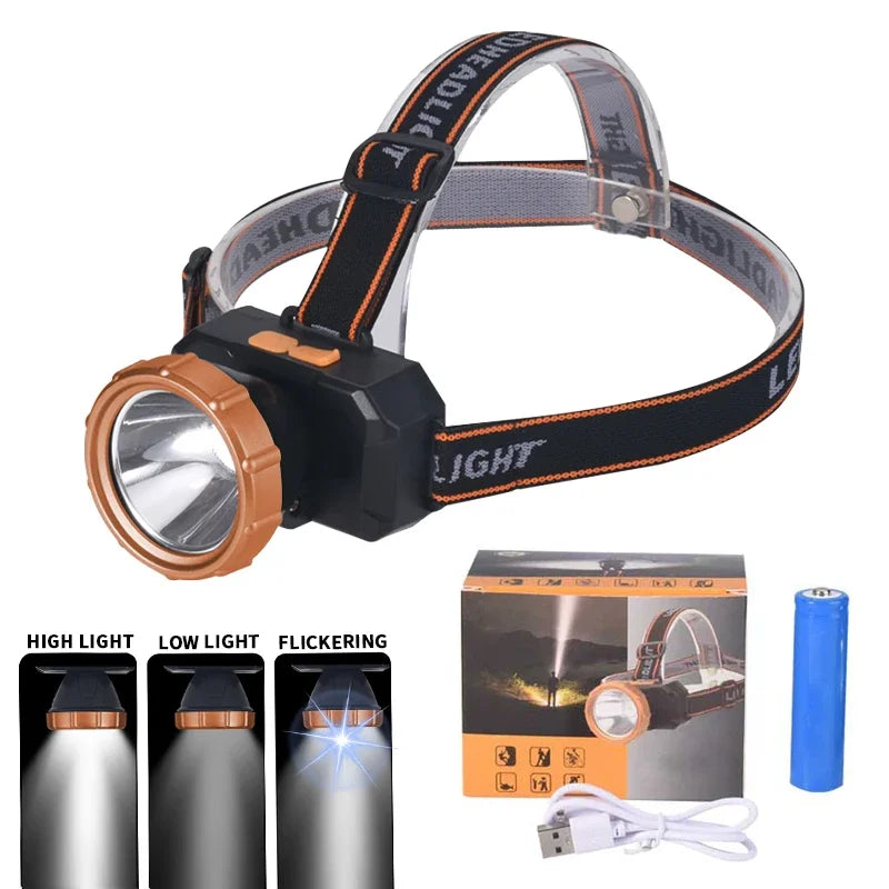 Lampe Frontale LED Aste 4 Modes Étanche