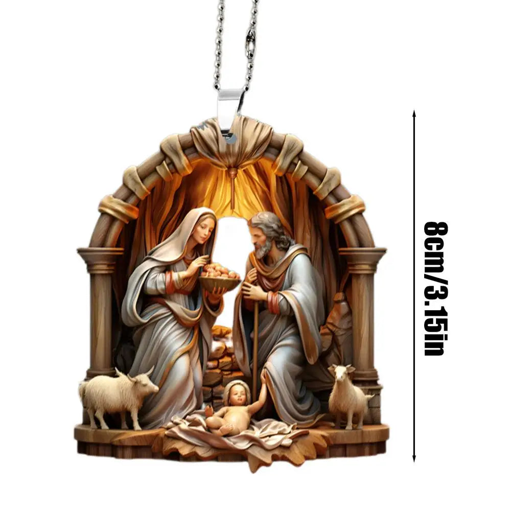 Nativity Scene Acrylic Pendant - Holiday Charm