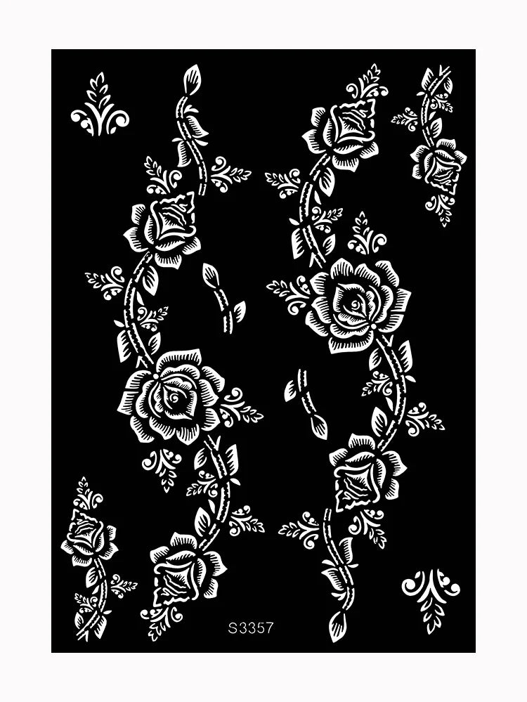Pochoir Henné Fleurs - Tatouage Éphémère Réutilisable