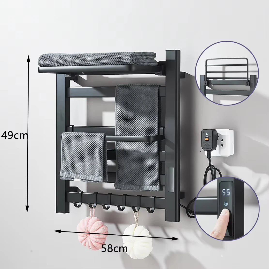 Sèche-serviettes Électrique Inox à Affichage Digital