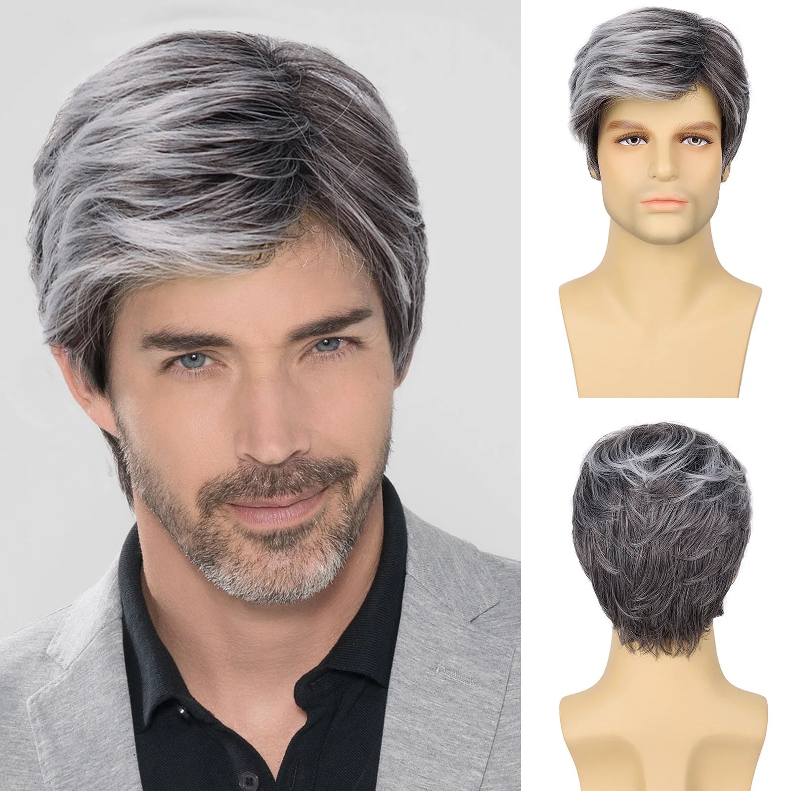 Short Side-Part Black Wig for Men - G&T Collection