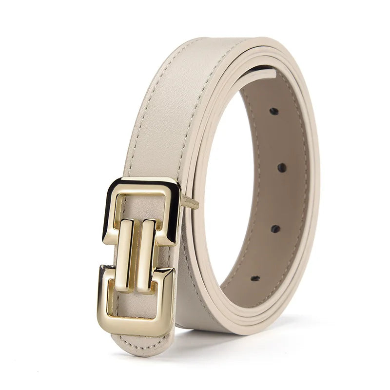 Ceinture Ultra Fine en Cuir avec Boucle Dorée
