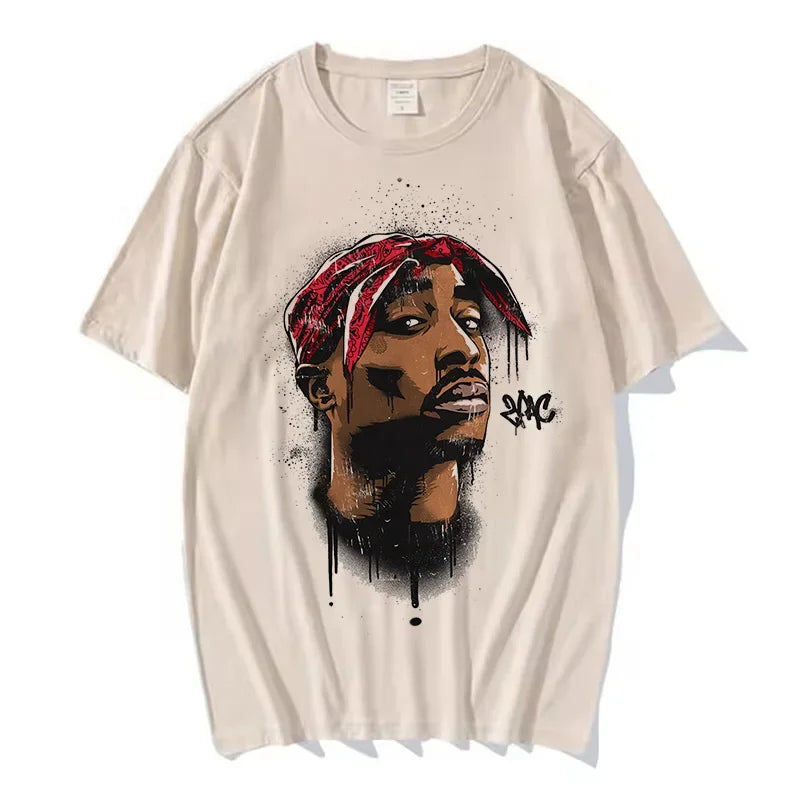 T-shirt Hip Hop Tupac Street Style