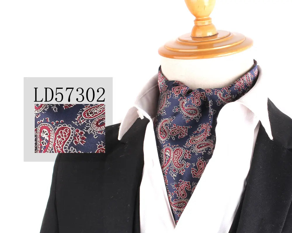 Cravate Jacquard Floral Ascot Luxe pour Hommes