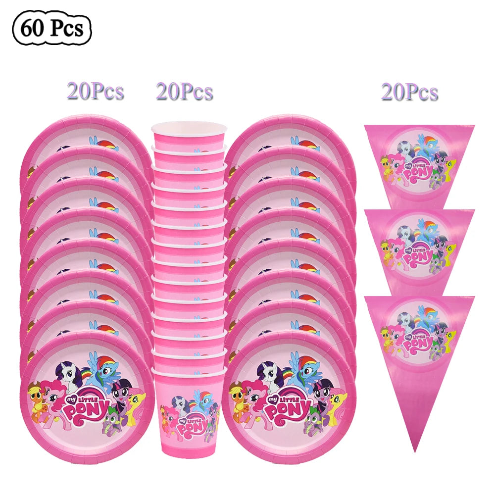 Ensemble Petit Poney Vaisselle Anniversaire Enfant