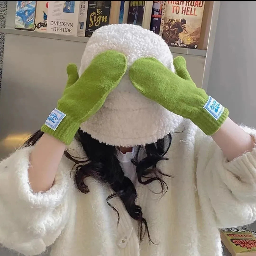 Gants Femme en Laine Éléguants avec Strass Blancs