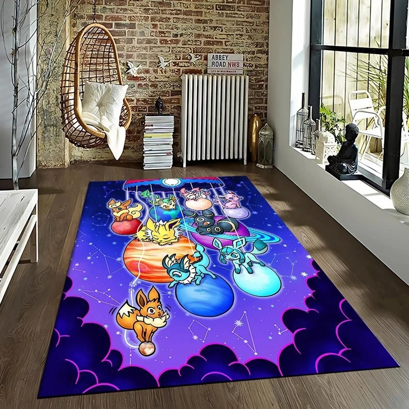 Pikachu & Eevee Plush Rug: Cozy Anime Home Decor