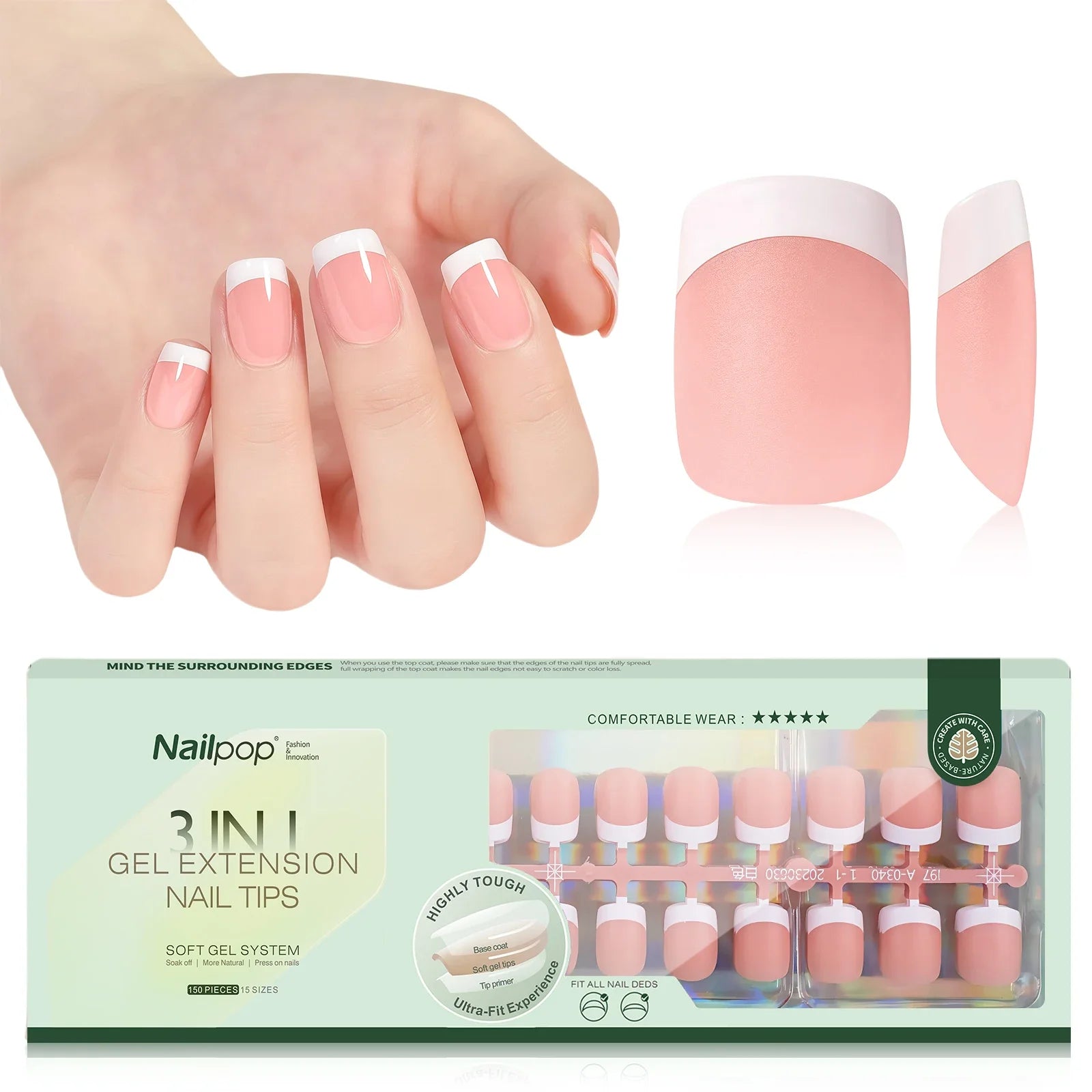 Nailpop 3 en 1 : Pointes Françaises Prêtes