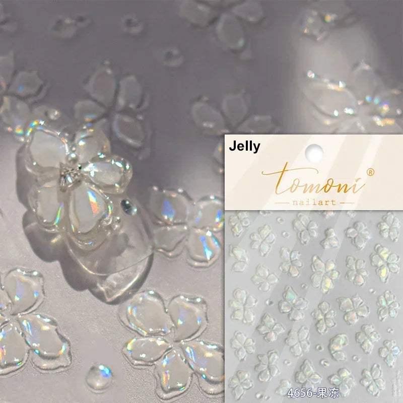 Autocollants Kawaii 5D Jasmin Pailleté pour Ongles