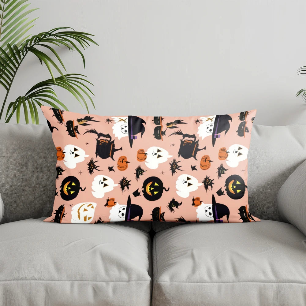 Coussin Halloween Fantôme & Citrouille Déco Joyeuse