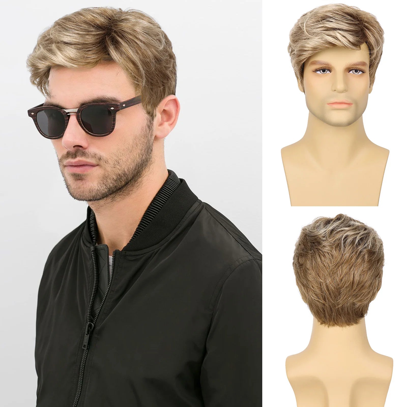 Short Side-Part Black Wig for Men - G&T Collection