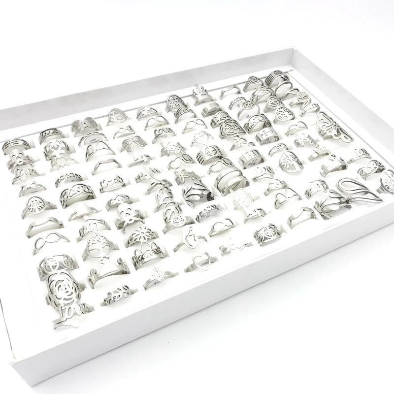 20-Piece Unisex Stainless Steel Ring Set - Trendy Mix