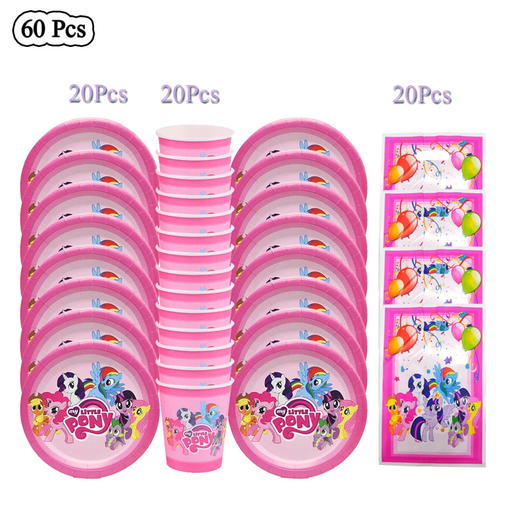 Ensemble Petit Poney Vaisselle Anniversaire Enfant