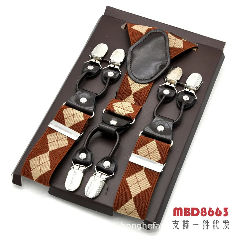 Adjustable 6-Clip Suspenders for Men & Women