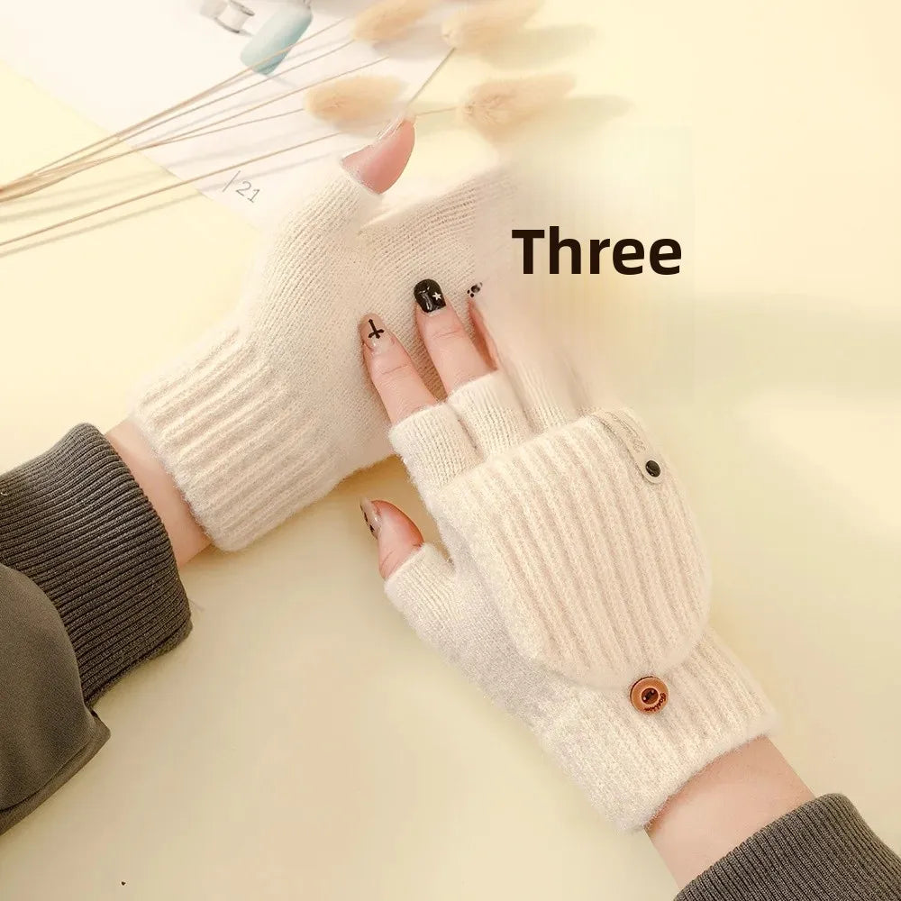 Gants demi-doigts en peluche pour l'hiver actif