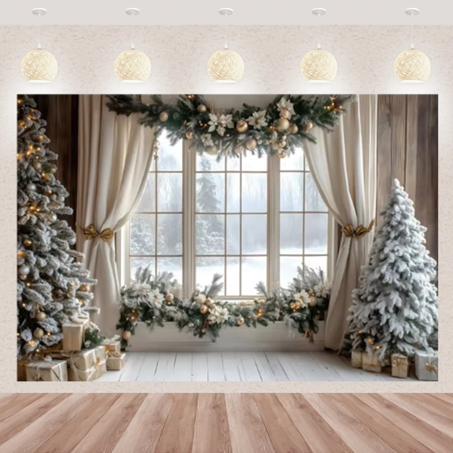 Décor Photo Hivernal avec Arbre et Ours