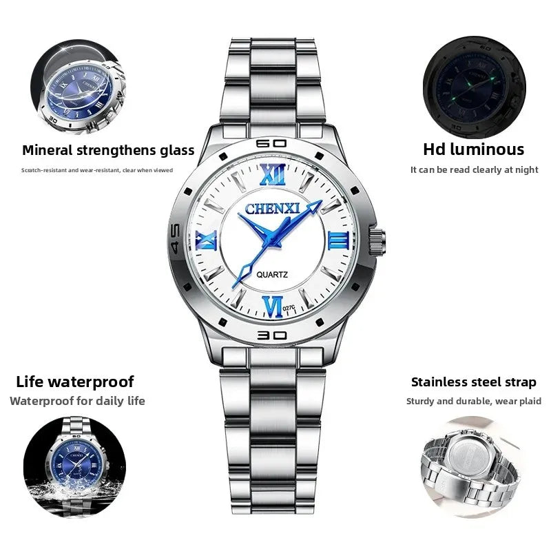 Couple Luxe: Montres Étanches en Acier Élégant