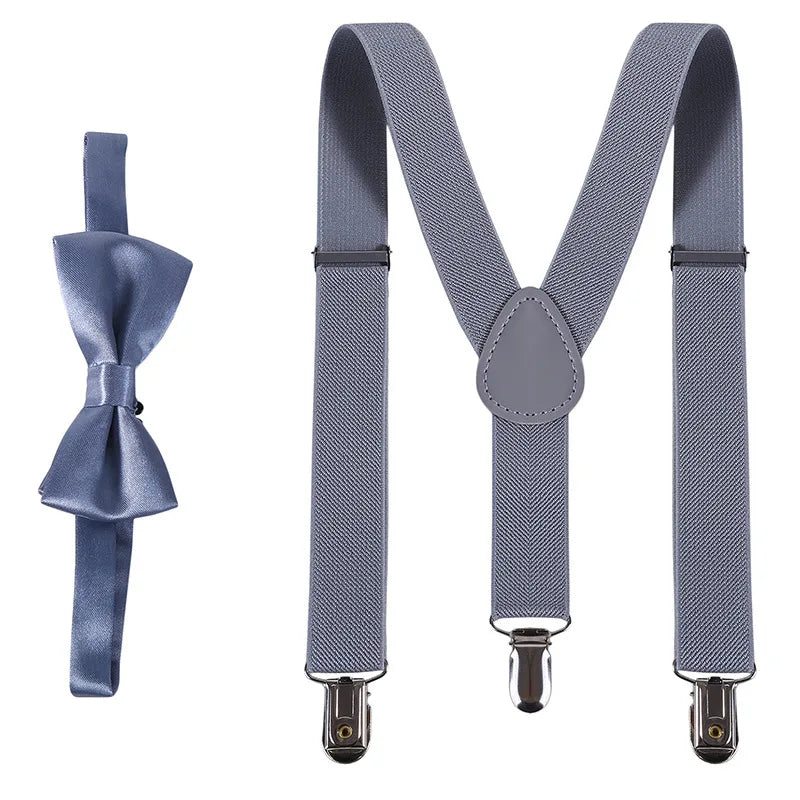 Kids' Clip-On Colorful Suspenders with Bowtie